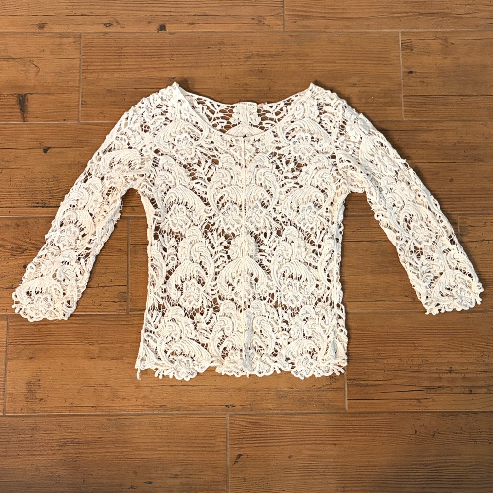 Mustard Seed Ivory Lace Blouse size M